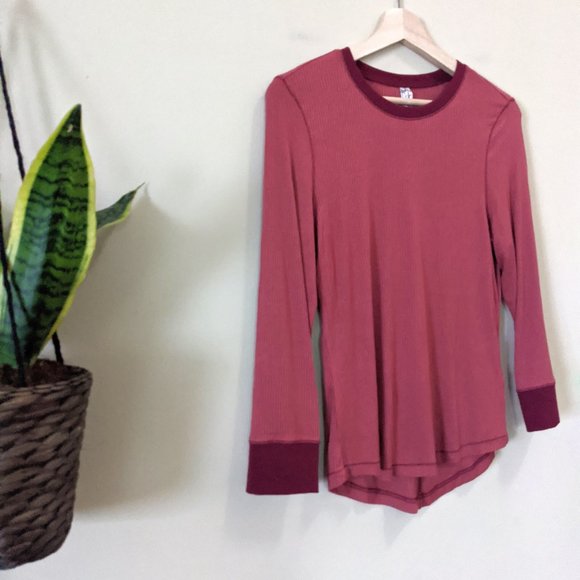 NWT Free People Ribbed Long Sleeve Henley Tee - Picture 2 of 7